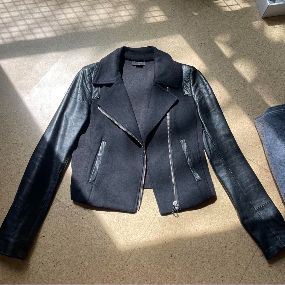 Club Monaco Jacket with leather sleeves Size M Black